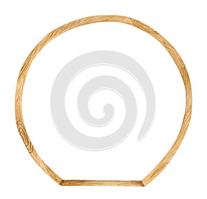 Watercolor wooden round archway. Hand drawn wedding arch with wood texture isolated on white. Geometric frame decoration