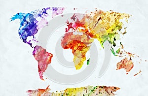 Watercolor world map