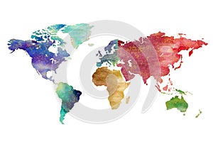 Watercolor world map artistic design