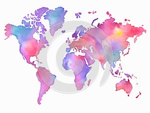 Watercolor world map artistic design