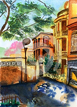 Watercolor xiamen gulangyu china