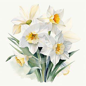 Watercolor Yellow Daffodils: Hyper-realistic Animal Illustrations In Pastel Colors