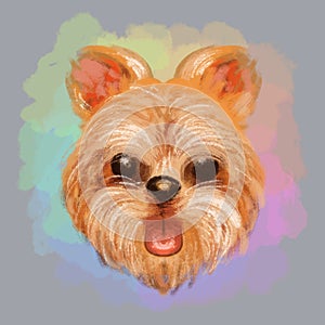 Watercolor Yorkie Dog Cartoon isolated on a white background