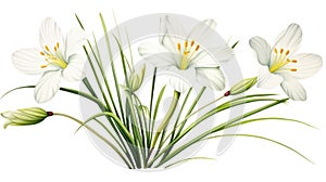 Watercolor Zephyranthes Primulina on White Background AI Generated