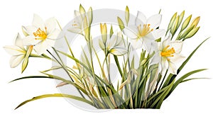 Watercolor Zephyranthes Primulina on White Background AI Generated