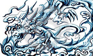 Watercolored Sketch of Dragon photo
