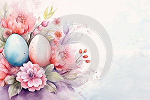 Watercolorstyle Easter background with delicate