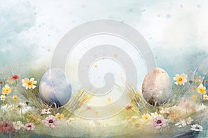 Watercolorstyle Easter background with delicate