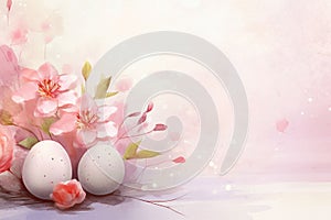 Watercolorstyle Easter background with delicate