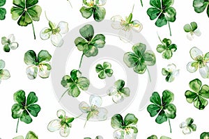 watercolour 4 leaf clover seamless pattern wallpaper.