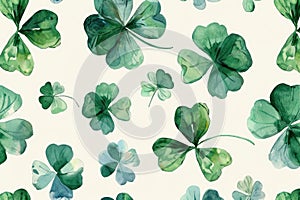 watercolour 4 leaf clover seamless pattern wallpaper.