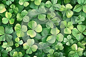 watercolour 4 leaf clover seamless pattern wallpaper.