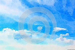 Watercolour blue sky with clouds