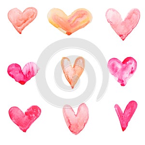 Watercolour heart isolated on white background photo