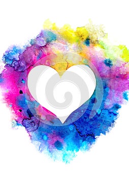 Watercolour heart silhouette on white background