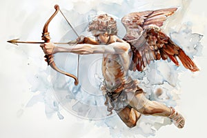 Watercolour oil painting of Cupid the Roman god of love