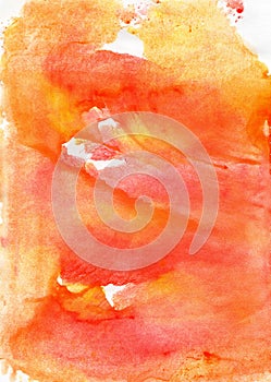 Watercolour orange shabby abstract wet drawing backdrop