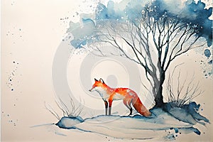 Red Fox animal in Winter forest photo