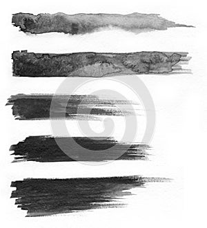 Watercolour. Set of abstract black watercolor stroke backgrounds.