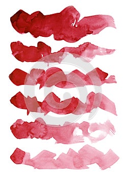 Watercolour. Set of abstract red watercolor stroke isolated on white background.