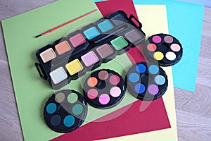 Watercolours on the table