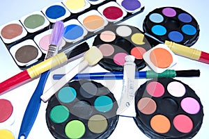 Watercolours on the table