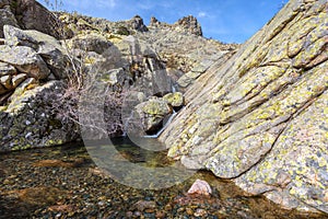 Watercourse joining Radule waterfall in Central Corsica