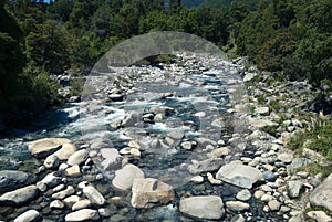 Watercourse in the mountain. River Ãâuble Chile. photo