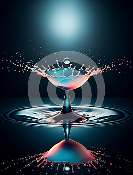 waterdrop falling highspeed photography, splash and ripple at the surface