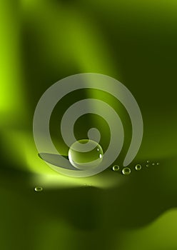 Waterdrop and green abstract background