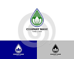 Waterdrop leaf logo icon design template element