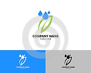 Waterdrop leaf logo icon design template element