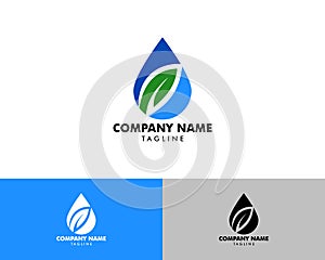 Waterdrop leaf logo icon design template element