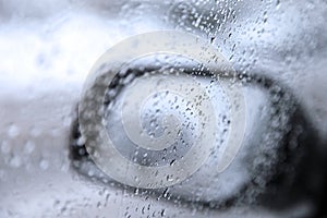 Waterdrops at the car window, drivers side