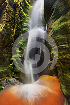 Waterfall in Adrspach-Teplice Nature park in Czech