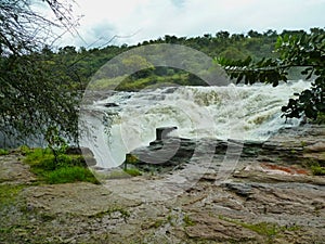 a waterfall in africa at summer