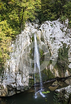 Waterfall in the Agur gorge near Sochi, Russia