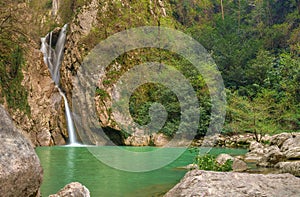Waterfall on the Agura River in Sochi, HDR