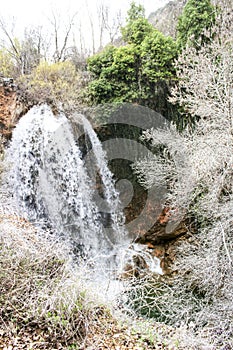 Waterfall and The Alcaraz river crossing natural site of Los Batanes