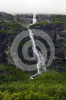 A Waterfall Along the Geirangerfjord