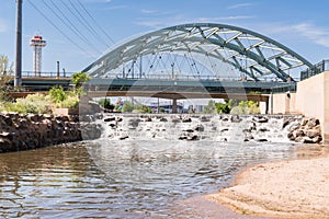 Waterfall along the Platte River in Downtown Denver, Colorado