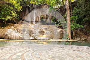 Waterfall along a tropical river in Thailand