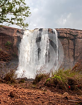 Waterfall Athirapally down angle view from distance