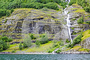 Waterfall in Aurlandsfjord Aurland Sognefjord in Norway