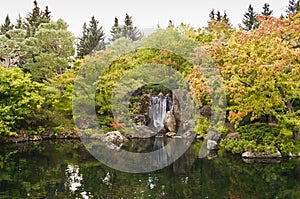 Waterfall in autumn colors