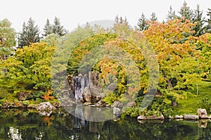 Waterfall in autumn colors
