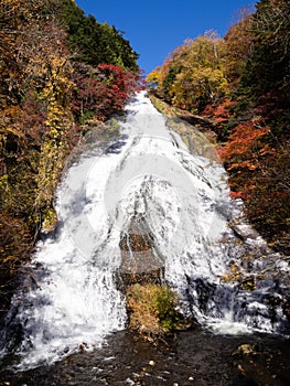 Waterfall with autumn colors in Japan