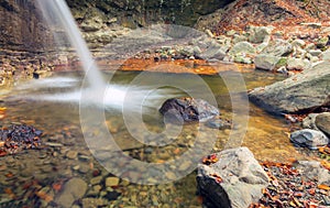 Waterfall. Autumn. Forest. Water. Stone