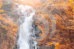 Waterfall , Autumn landscape