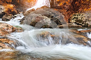 Waterfall , Autumn landscape